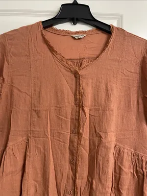 Japanese Brand Samansa Mos2 Cotton Linen Kaftan Midi Dress Pockets Lagenlook thumbnail 7