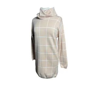 GOODNIGHT MACAROON Tan Checked Turtleneck Pullover Sweater Dress thumbnail 3