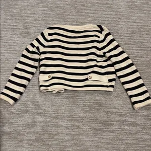 Massimo Dutti Black and Cream Striped Cardigan thumbnail 2
