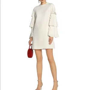 Alexis London Ivory Tiered Mini Dress Long Sleeve Flare Dress XS thumbnail 2