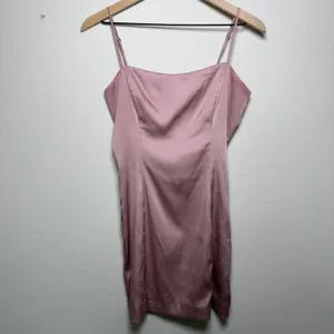 Aritizia Sunday Best Women Mini Dress‎ 6 Pink Satin Square Neck Party Event Date thumbnail 2