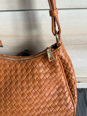 cognac braided purse crossbody thumbnail 4