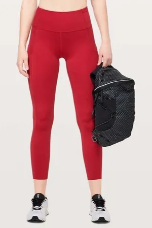 Lululemon Fast & Free 7/8 Non-Reflective Nulux 25” Leggings in Dark Red thumbnail 1