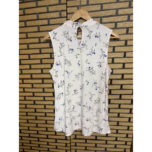 Ann Taylor Factory Pink Floral‎ Tie Neck Tank Top Size Medium thumbnail 2