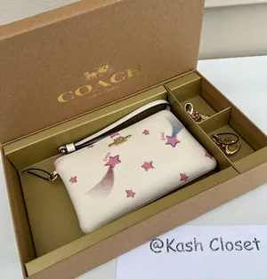 Coach Boxed Corner Zip Wristlet With Disco Star Print thumbnail 1