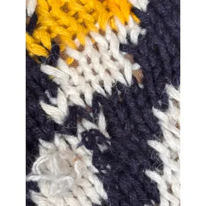 Vintage Eagles Eye Hat Motif Knit Cardigan Navy Yellow‎ Small Whimsical Cottage thumbnail 11