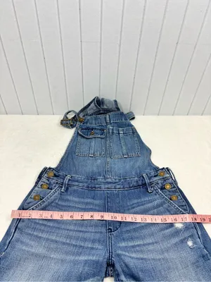 Abercrombie & Fitch Distressed Light Blue Denim Overalls Size XS thumbnail 6