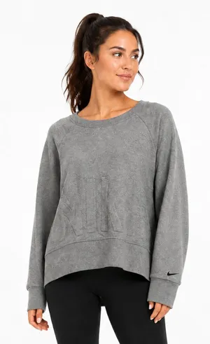 Nike Versa Dri-FIT Gray Cropped Embossed Sweatshirt Women’s Large thumbnail 1