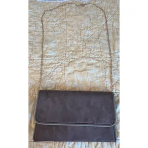 Lulus Purse Brown Clutch Crossbody Brown Foldover Removable Chain Strap NWT thumbnail 3