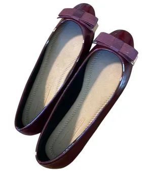 ASOS Burgundy Patent Bow Ballet Flats 6.5 Coquette Balletcore Slip‑On‎ Shoes thumbnail 1