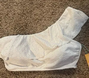 Kona Sol One Shoulder White Bathing‎ Suit Top NWT thumbnail 1
