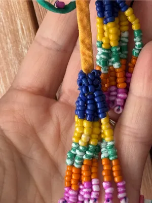 FARM RIO Maxi Dress rainbow colorful Wavy Dancing Stripes Beaded Tassel thumbnail 9