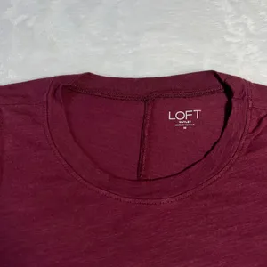 LOFT Crewneck Smocked Cuff Jersey Knit Top Size M Holiday Minimalist Office thumbnail 3