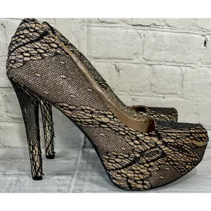 Charlotte Russe Gold Sparkle Fishnet Heels  thumbnail 4