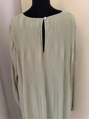 Aritzia Wilfred Daydreamer Pleated Chiffon Mini Dress Sage Green 2XL thumbnail 8