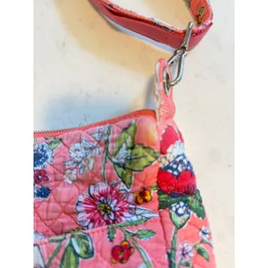 Vera Bradley Pink Floral Quilted Cotton Crossbody Bag Adjustable Strap Messenger thumbnail 10