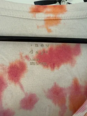Women’s Long-Sleeve Tie-Dye V-Neck Top in Pink & Orange A New Day Sz L thumbnail 2
