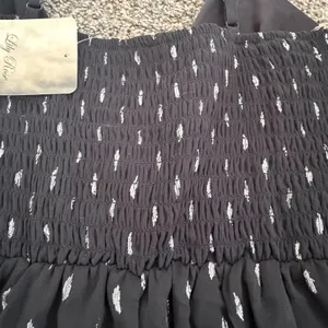 Lily Rose Black Silver‎ Metallic Leaf Print Smocked Bodice Mini Dress Women's M thumbnail 7