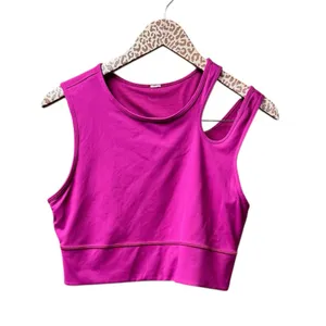 Lululemon Mastered Motion Cropped Cutout Tank Top Magenta Purple MGPR 12 thumbnail 2