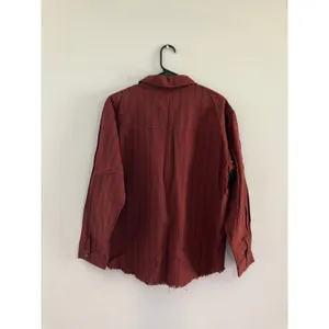 Promesa 100% cotton button down shirt Shacket rust brown‎ striped women's medium thumbnail 6