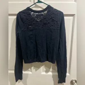 Navy y2k Abercrombie and Fitch cardigan lace back size large thumbnail 5
