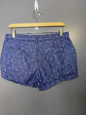 Old Navy Shorts Womens 6 Blue Polka Dot Chambray Cuffed Chino Casual Summer thumbnail 3