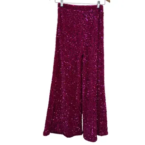 Faeriesty Pants Womens Small Pink Sequin High Waisted Flare Leg Party Trousers thumbnail 7