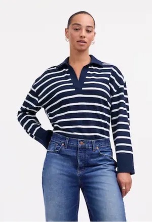 MADEWELL‎ Rugby Polo Tee Sweatshirt in True Midnight Navy thumbnail 1
