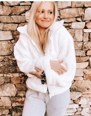 White Sherpa Jacket Size M thumbnail 1