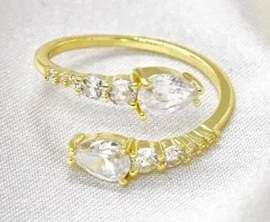 Gold Crystal Bypass Ring thumbnail 1
