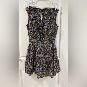 Madewell Amor Floral Mini Dress Size M NWT Cotton Sleeveless Blue Tan thumbnail 5