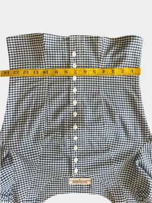 Vintage Richards Navy Gingham Puff Sleeve Button Blouse UK 10 US 6 thumbnail 7