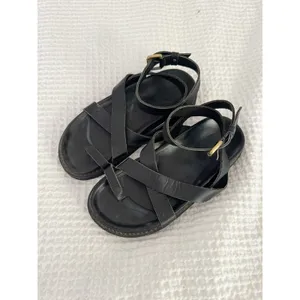 Amazon Black Strappy Ankle Strap Flat Sandals Size 7 thumbnail 2