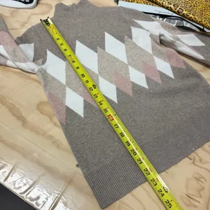 Rachel Zoe Women's Argyle Mock Neck Sweater Diamond Pattern Taupe Pink Cream Med thumbnail 10