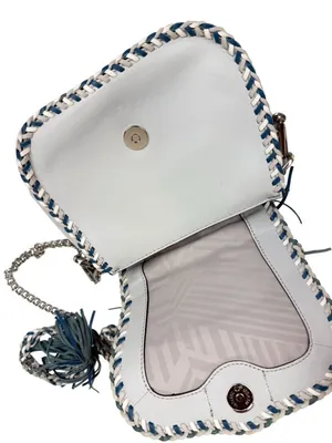 Rebecca Minkoff Chase Medium Saddle Bag Light Blue Leather Tassel Crossbody Bag thumbnail 12