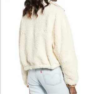 Blank NYC‎ Women's Large Bomber Jacket Faux Shearling Sherpa Vegan Leather Trim thumbnail 2