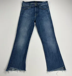 MOTHER Insider Crop Step Fray Jeans Not Rough Enough Wash Stretch Denim Size 25 thumbnail 1