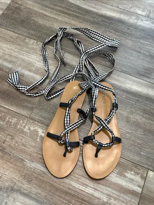 J. Crew Gladiator Wrap Sandals Gingham size 8 thumbnail 4