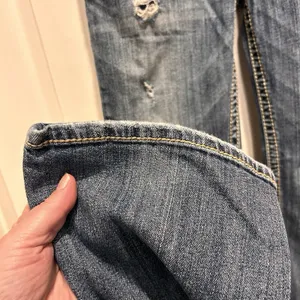 Silver Jeans Pioneer Distressed Bootcut Dark Wash Denim W30 L28 Y2k Boho‎ Grunge thumbnail 6