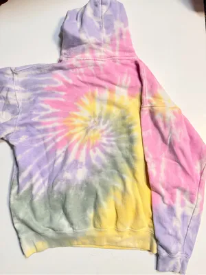 Dreamsicle tie dye pullover hoodie, cotton, rainbow color, Cabo St. Lucas size M thumbnail 4