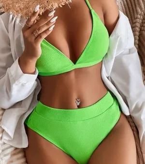 NWT Lime Green Triangle Bikini Set thumbnail 2