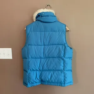 L.L. Bean Goose‎ Down Faux Fur Trim Vest Blue Size Medium thumbnail 6