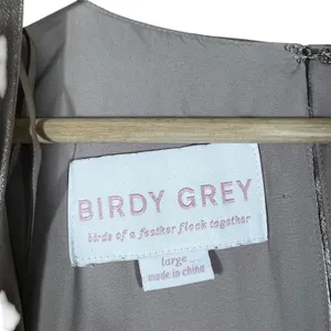 Birdy Grey Jesse Satin Maxi Dress Taupe Pink Formal Flutter Slit Size L thumbnail 6