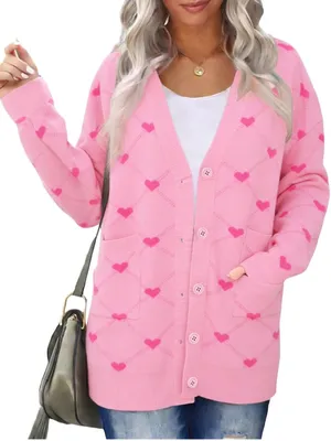 Valentine Cardigan Sweaters for Women Button Down Sweater with Pockets. Size S thumbnail 1