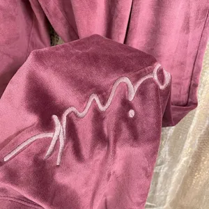 Victoria's Secret Pink Velvet Velour Maroon Heritage Sweatpants Soft Pant XL thumbnail 3