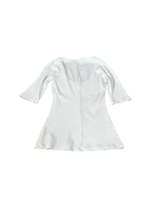 Reformation White Ribbed Scoop Neck Top Fitted Size Small Casual Clean Girl thumbnail 4
