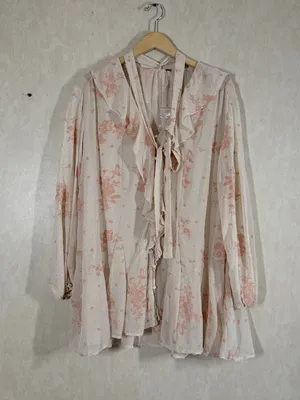 Free People Women’s Dreamland Printed Tunic Top Semi-Sheer in Floral Print L thumbnail 5