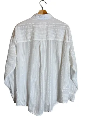 Aerie Striped Oversized Button Up Shirt Women's XS White Sheer Flowy Minimalist thumbnail 4