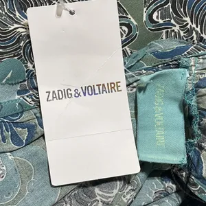 Zadig & Voltaire Small Asymmetrical Dress Sleeveless Deep V-Neck Teal Abstract thumbnail 7