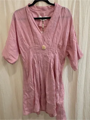 Exquise V-Neck Short Sleeve Mini Dress with Single Button thumbnail 3